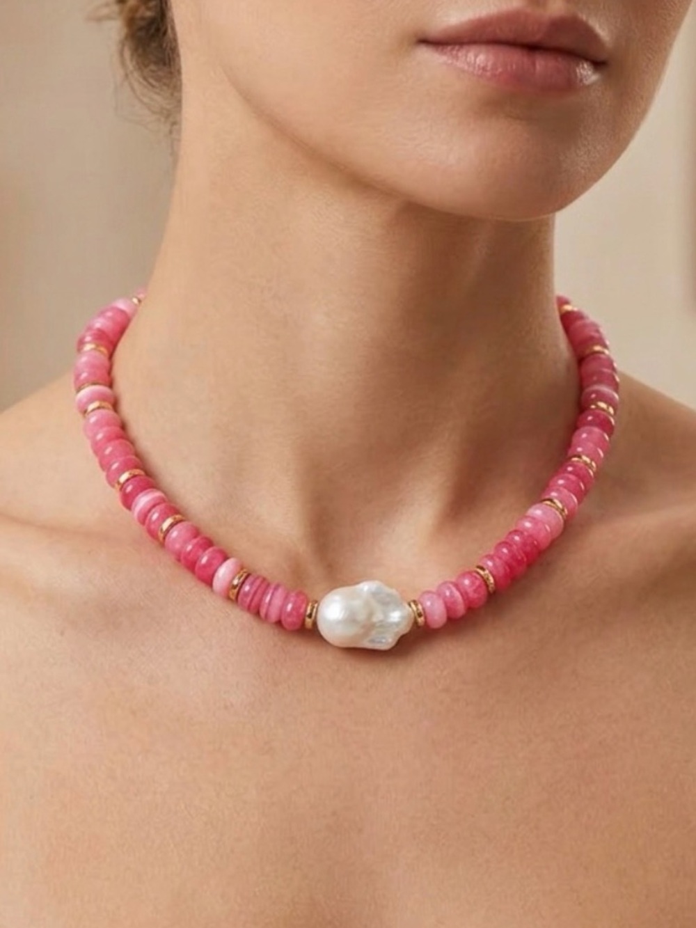 NWT ⚜️💖⚜️ MACRAE & Co. Beaded Pink Necklace with Pearl Accent